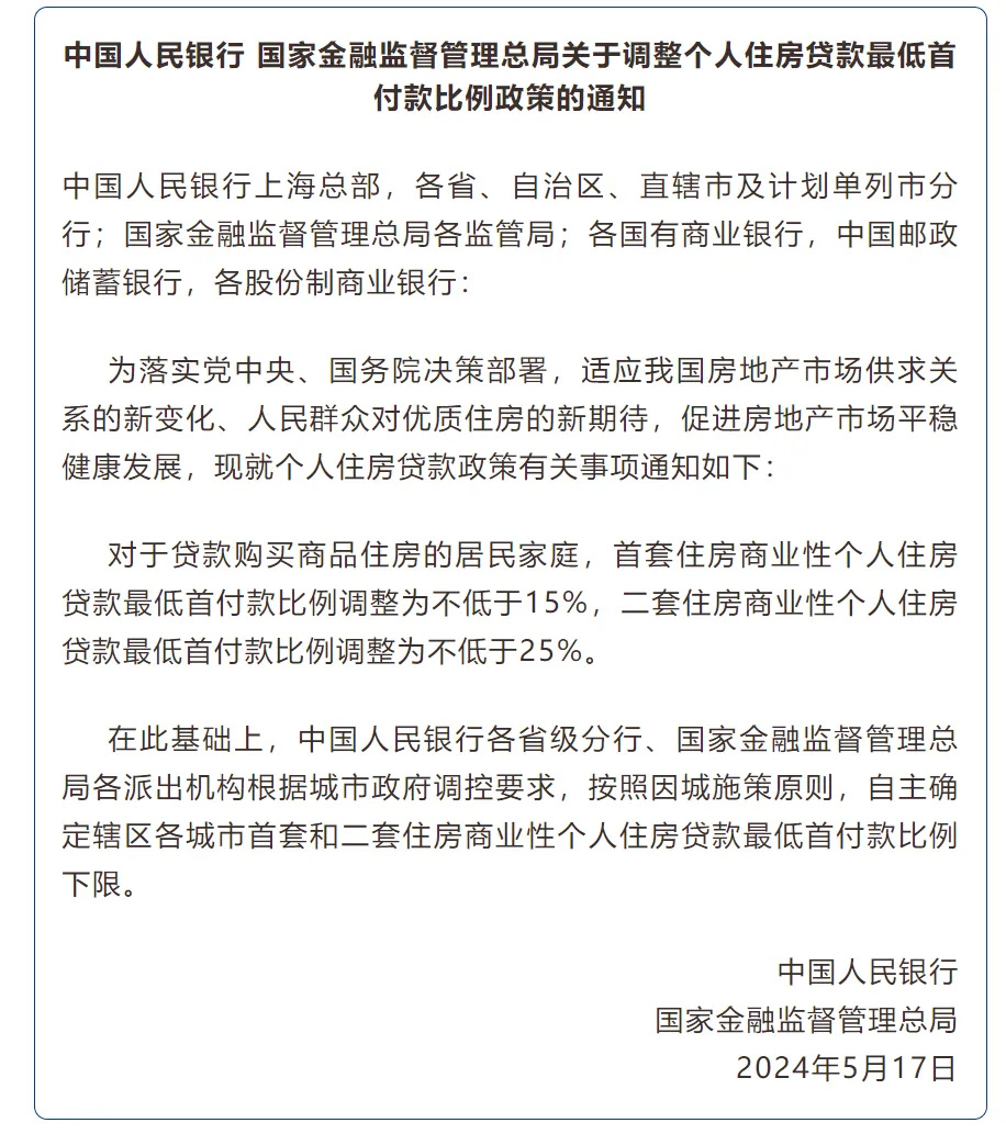 首套房首付最低15%，二套25%！央行重磅组合拳——_腾讯新闻