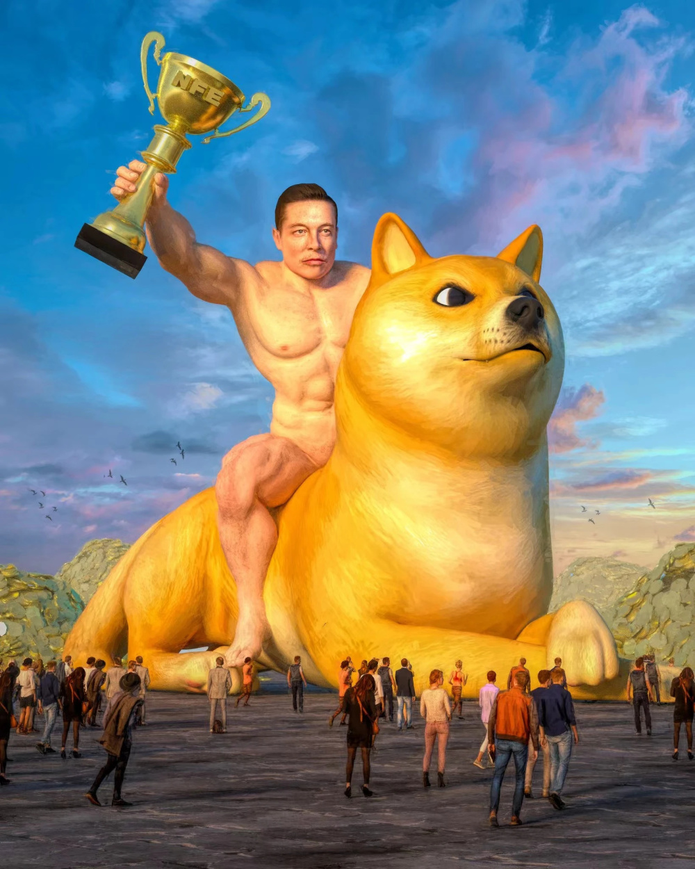 4月,马斯克发布了一张"狗狗对月狂吠"的图片后,doge 日内涨幅一