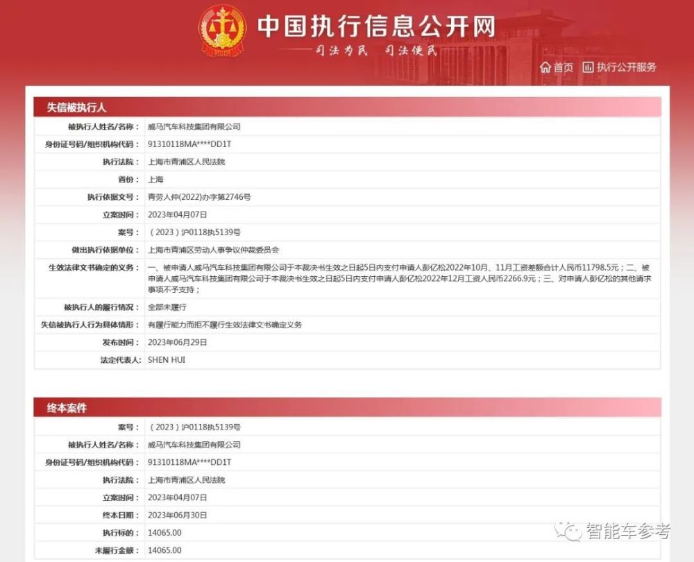 威马CEO沈晖成老赖！1万4也拿不出来了，造车实体被限制消费今日热点-313啦实用网