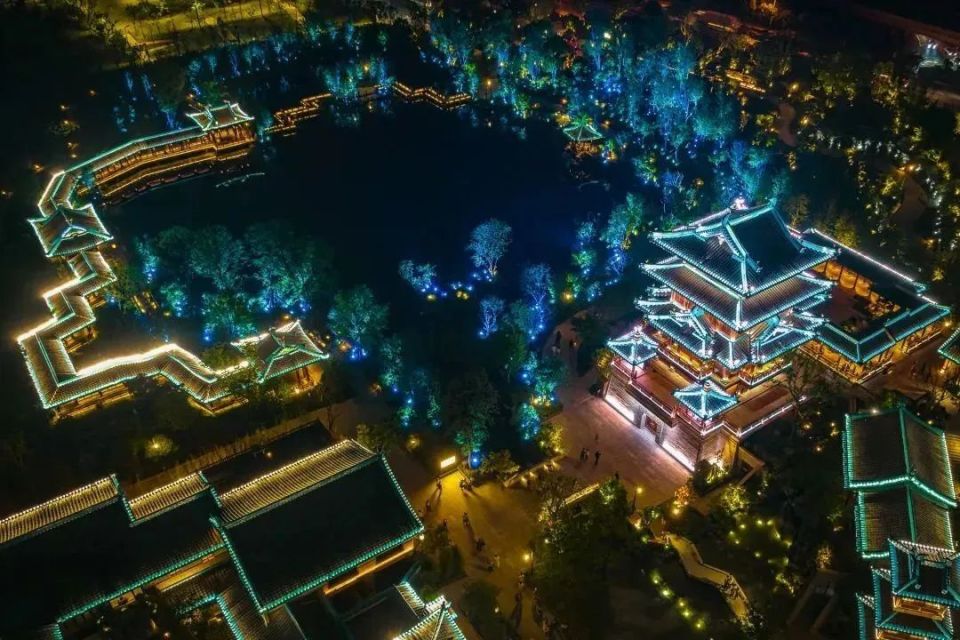 洛南音乐小镇夜景图片