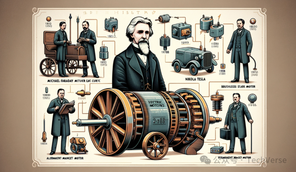 1821年,迈克尔·法拉第发明了第一个简单的电机,展示了电流通过磁场时
