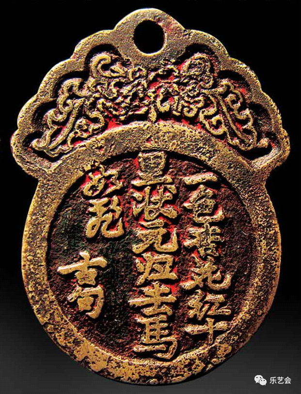 時代物 銅胎 漆器 朱漆金箔 魁星点斗 独立鰲頭（学業有成）吉祥置物