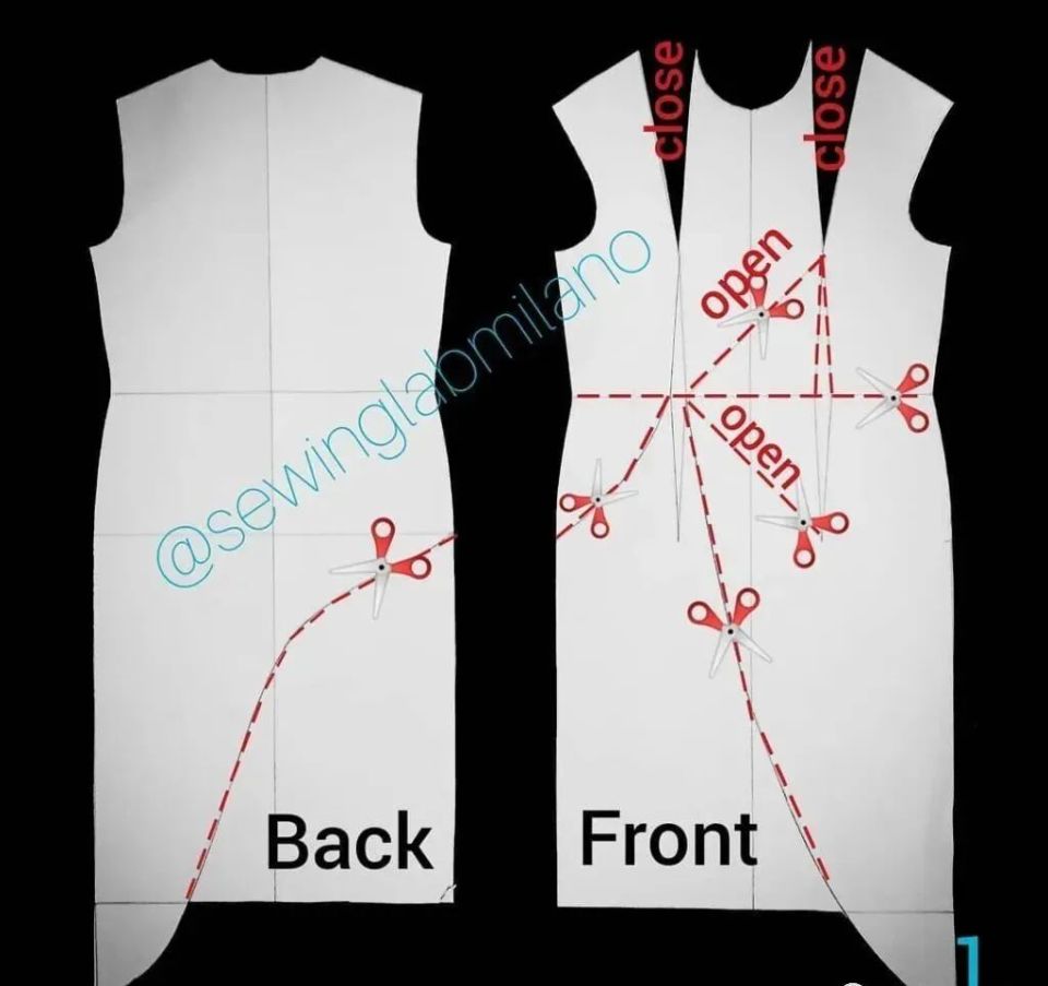 纸样分解 | 前短后长开叉一字领性感连衣裙上衣_腾讯新闻