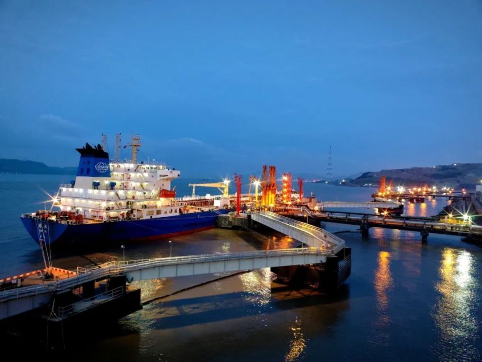 宁波舟山港穿山港区集装箱码头(宁波舟山港景色)码头沿岸机械林立