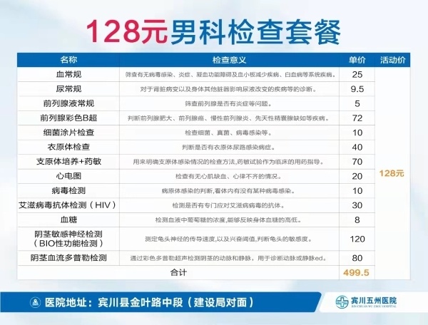 男科全面检查费用（宾川做男科全面检查多少钱）