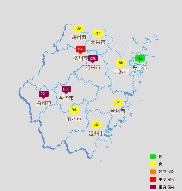 當符號出現在氣象圖浙江三城重度汙染舟山跨海大橋封閉