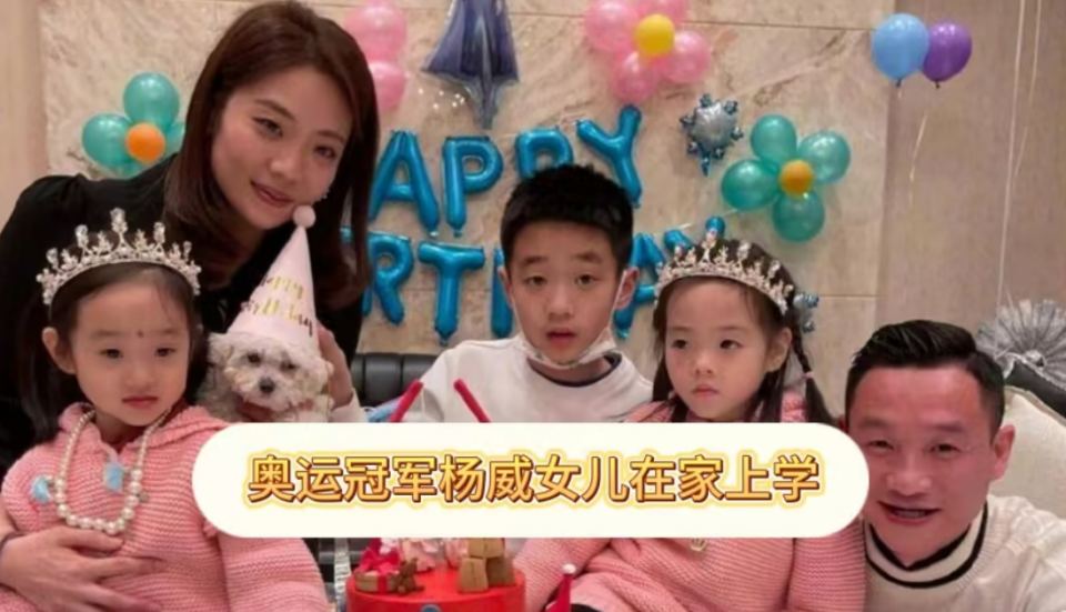 体操奥运冠军杨威双胞胎女儿在家上学引热议,有网友质疑也有支持_腾讯