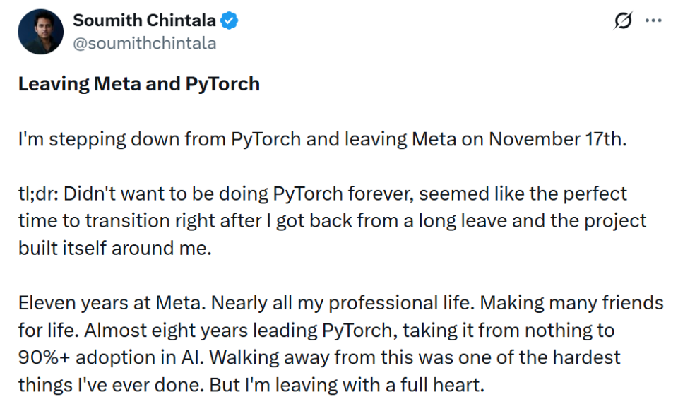 没有内斗，Meta也没能留住PyTorch之父_腾讯新闻