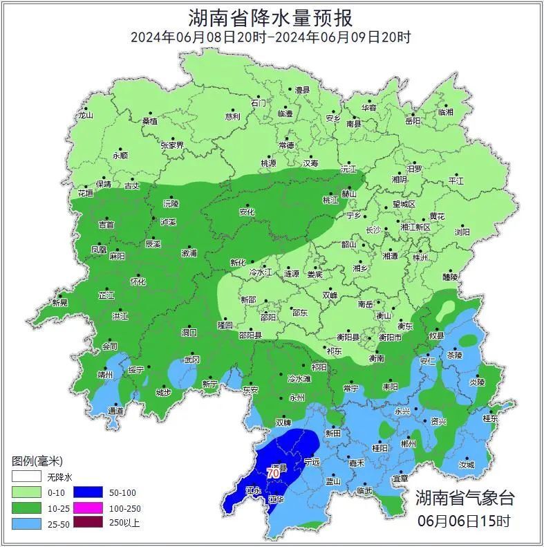 具体预报今天晚上到明天白天,湘南阴天有小到中雨,其中永州南部局地