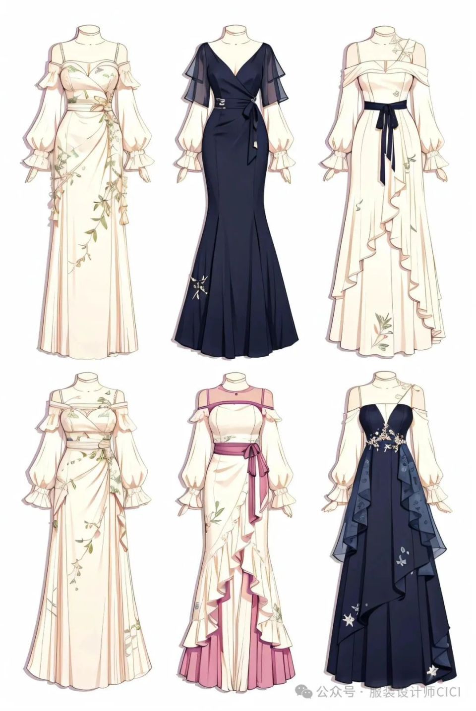 中世纪风格的礼服效果图