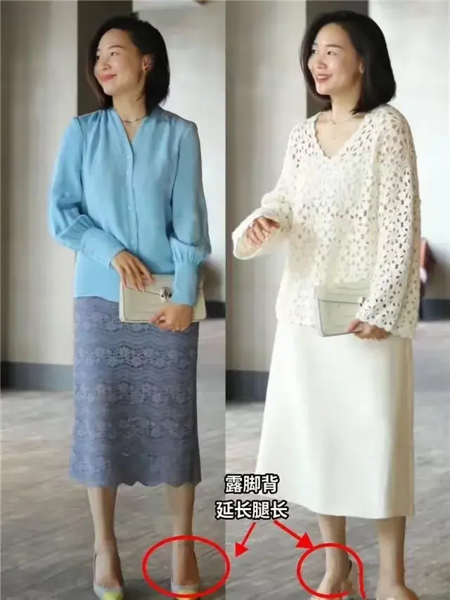50 中年女人这么穿显气质:过膝裙 低跟鞋就够,高优雅级又减龄