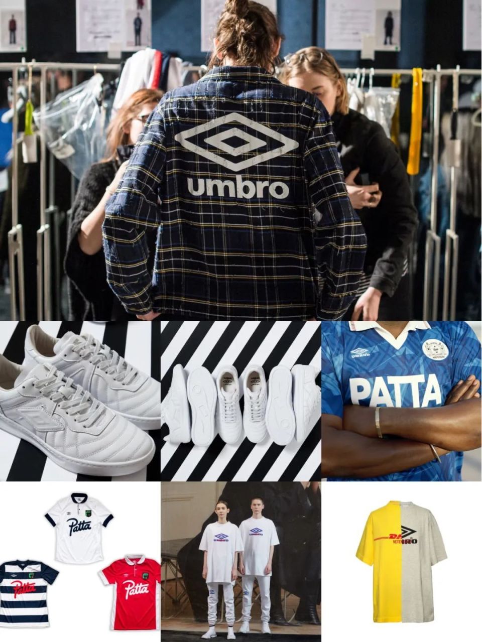 时间线往前拉一拉,在2016和2017年间,umbro率先与off-white64,patta