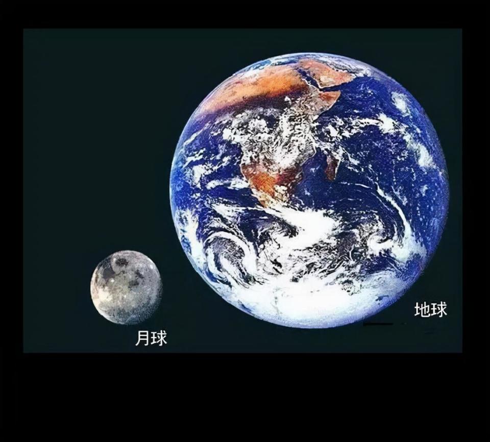 这是地球和月球的对比,一个地球有49个月球那么大.