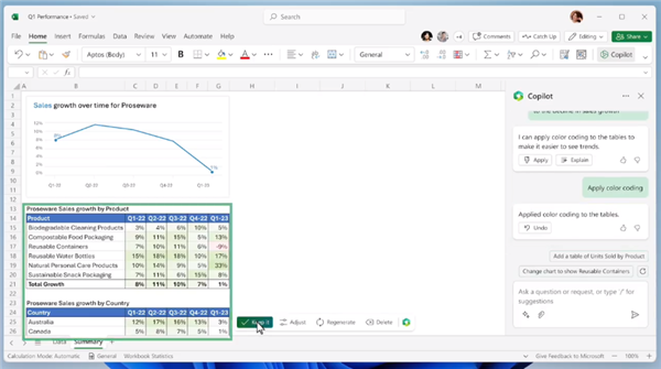 微软展示Copilot加持版Excel：与AI聊天即可完成专业表格_腾讯新闻