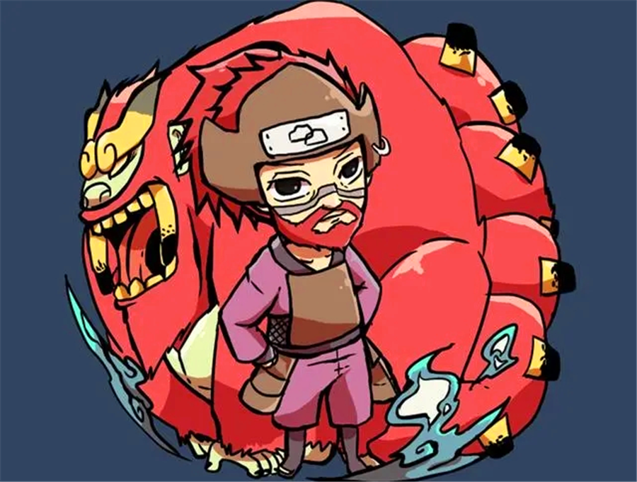 四尾孙悟空如果说q萌画风的一尾守鹤是蠢萌,二尾又旅是俏萌,那么三尾