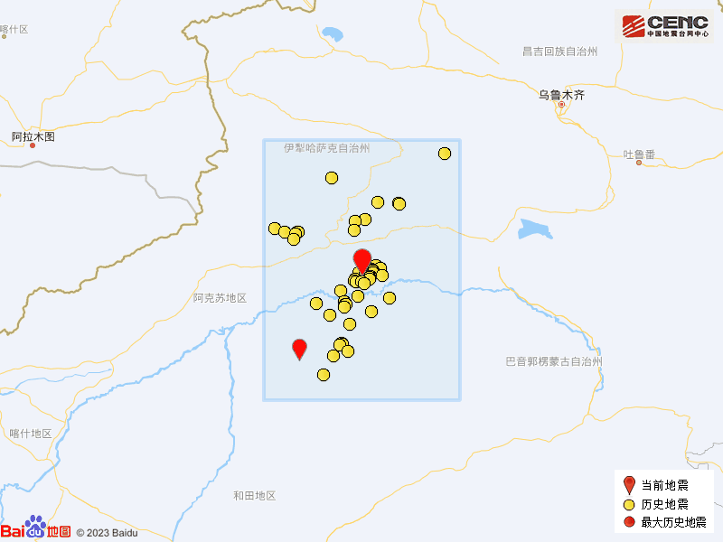 新疆阿克蘇地區庫車市發生33級地震