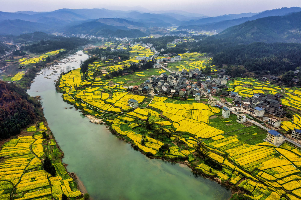 2024年3月9日拍摄的湖南省怀化市通道侗族自治县县溪镇香坪村春景.