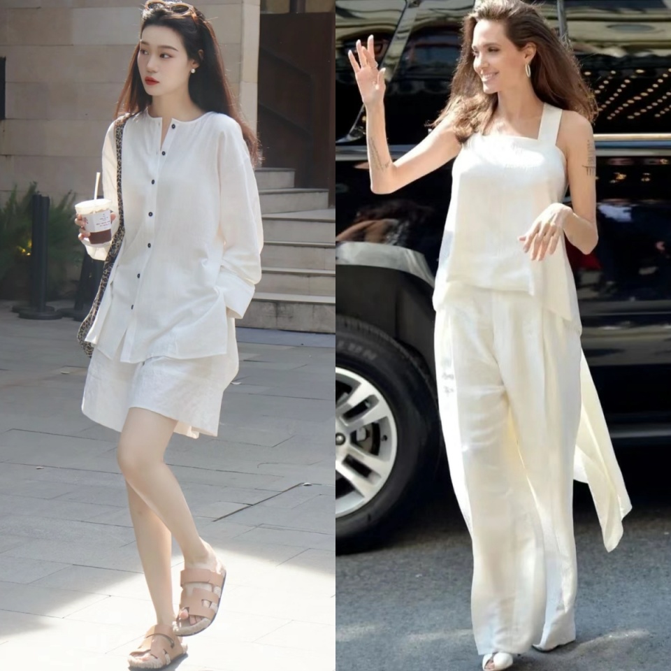 懂夏季时尚的女人,都在穿白色"亚麻"衣服,有腔调又很显高级感