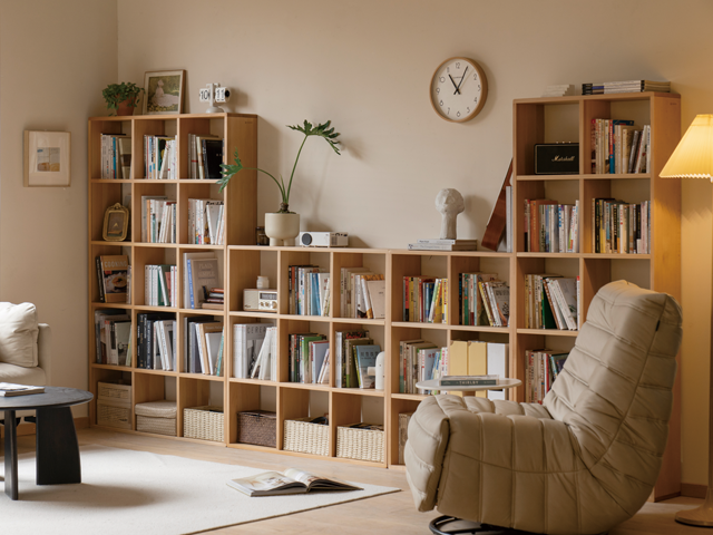 可自由组合的原木书架,大小户型通用_腾讯新闻