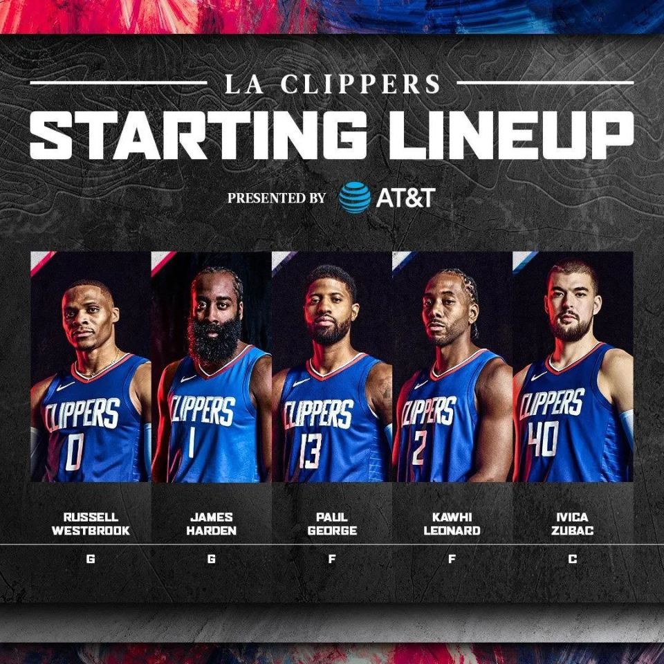 哈登首秀176快船四巨头被打爆大中锋受伤直接抬走