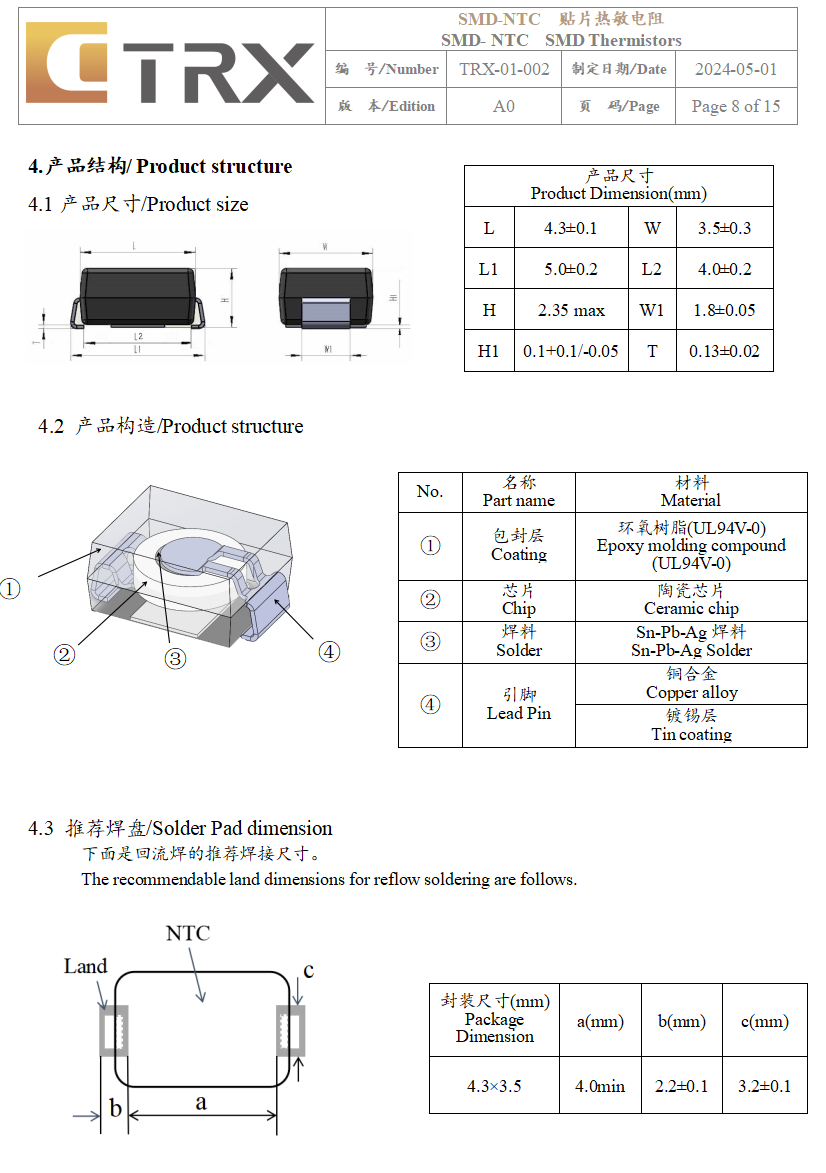 特锐祥发布全新贴片热敏电阻(smd-ntc)