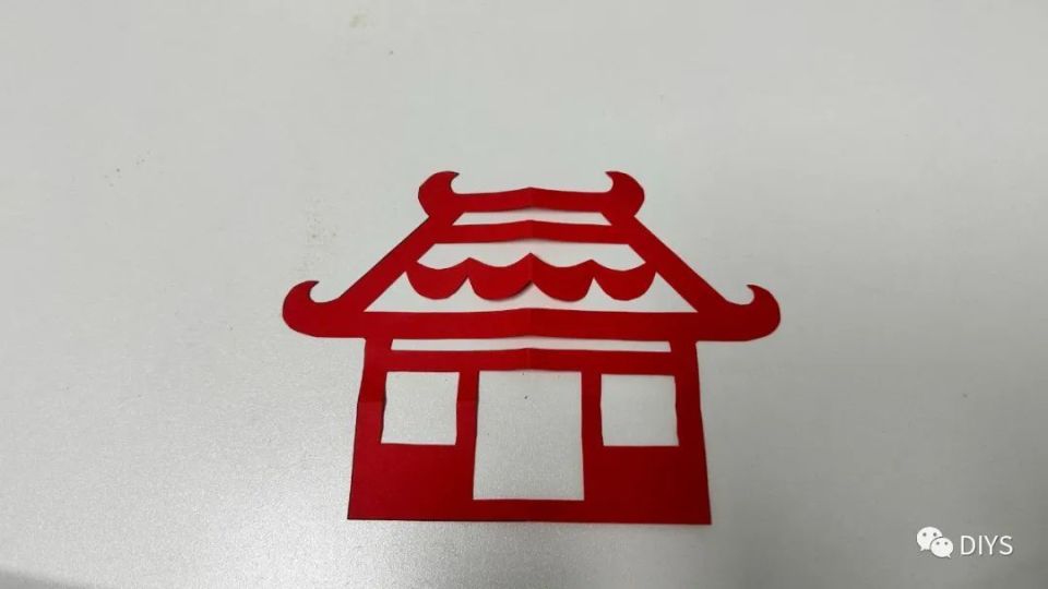 手工剪纸古代房子图案