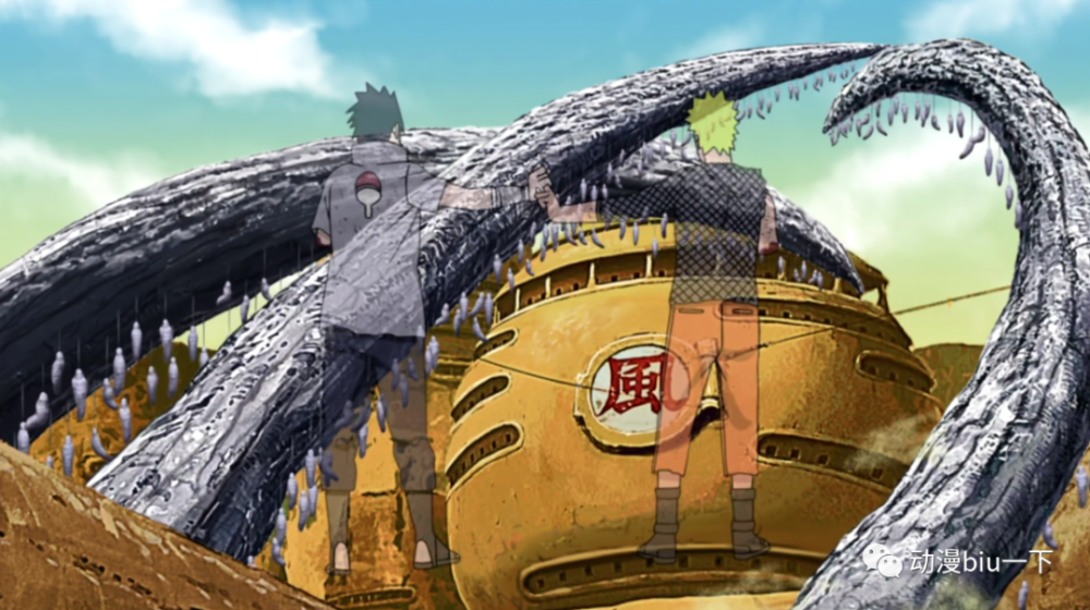 奈良一族的奈良鹿久还有山中一族的山中亥一,这两个人被十尾的尾兽玉