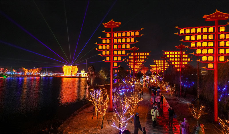 常德柳叶湖鱼化龙新春游园会灯火璀璨欢乐多