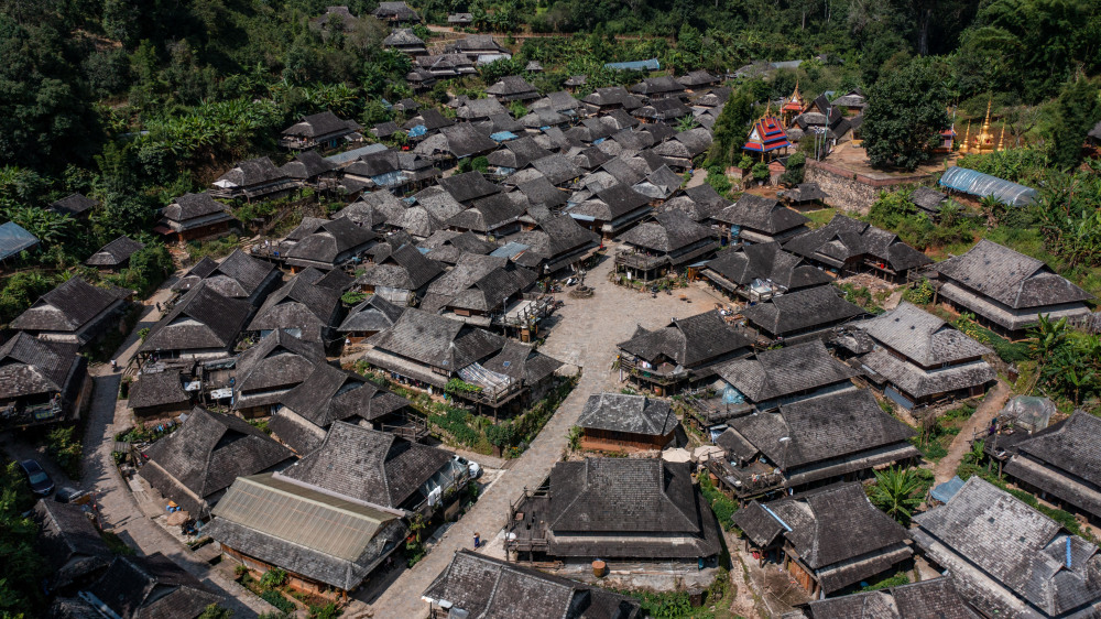 9月19日拍摄的景迈山芒洪大寨一景(无人机照片).