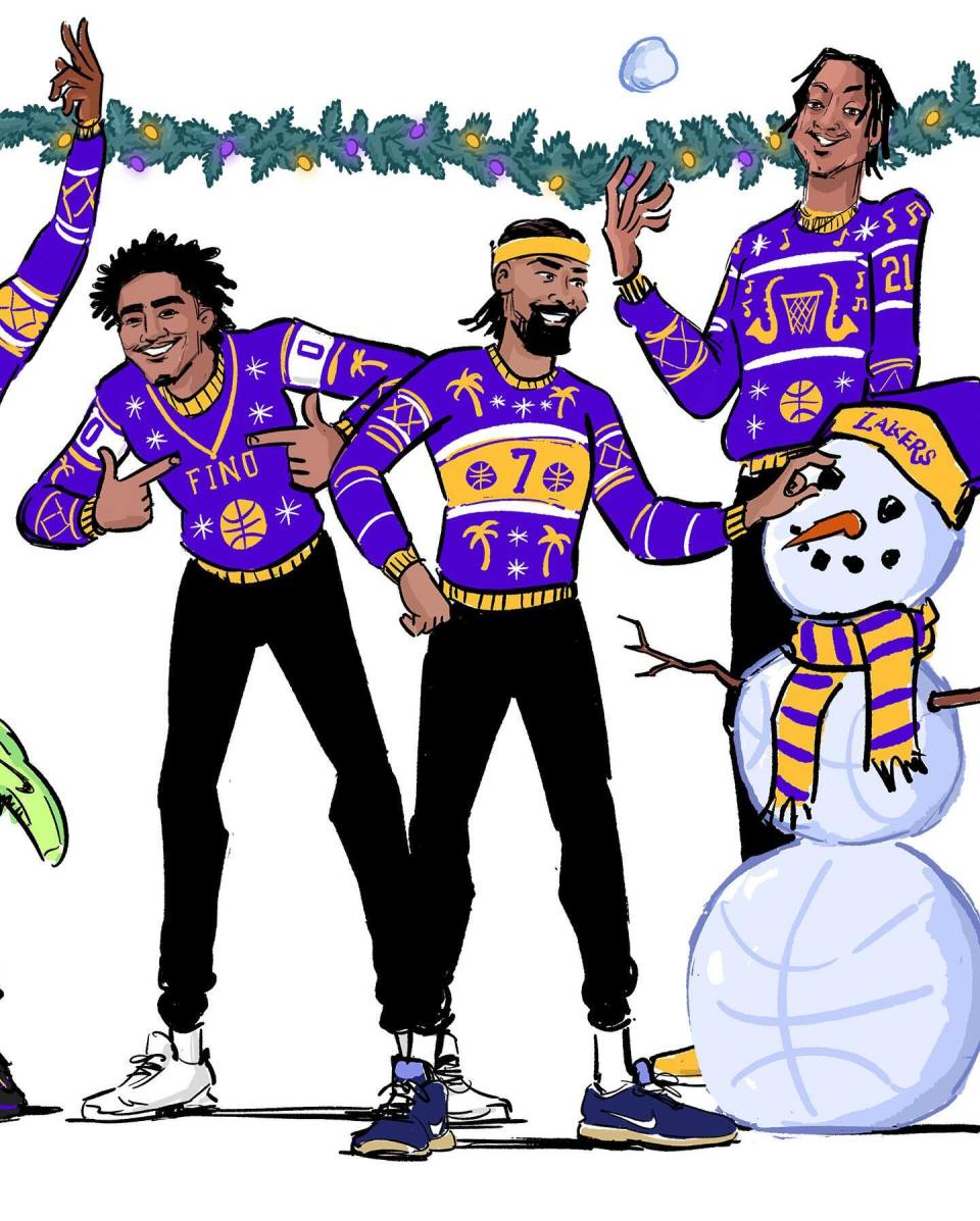 湖人官方晒全队圣诞卡通形象祝球迷们节日快乐