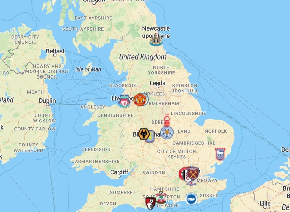 英超20队地理分布:大伦敦聚集7队,魔城军糖四队雄踞西北