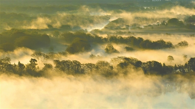 界江晨雾 美若仙境