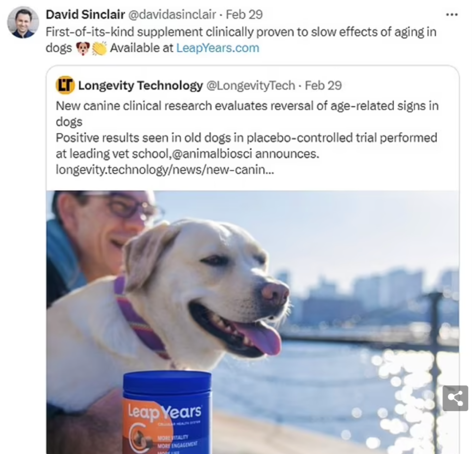 著名抗衰老专家,哈佛大学教授大卫·辛克莱被迫辞职,被指"兜售抗衰