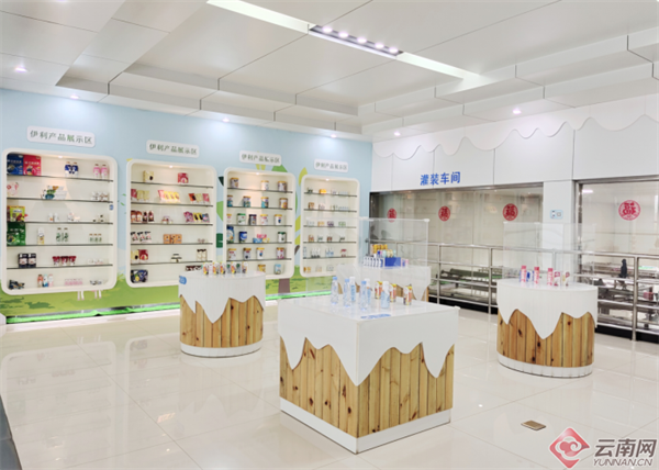 在伊利产品展示区,安慕希,伊利纯牛奶……伊利相关产品琳琅满目的摆放