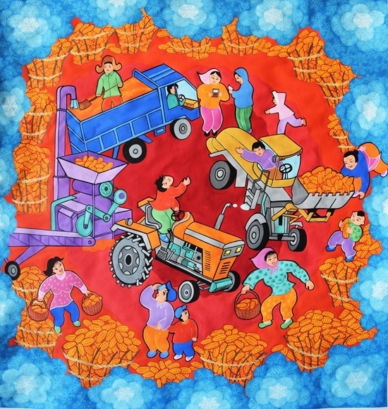 "梨树辽河农民画"开始于20世纪五六十年代,爱好绘画的农民在农耕之余