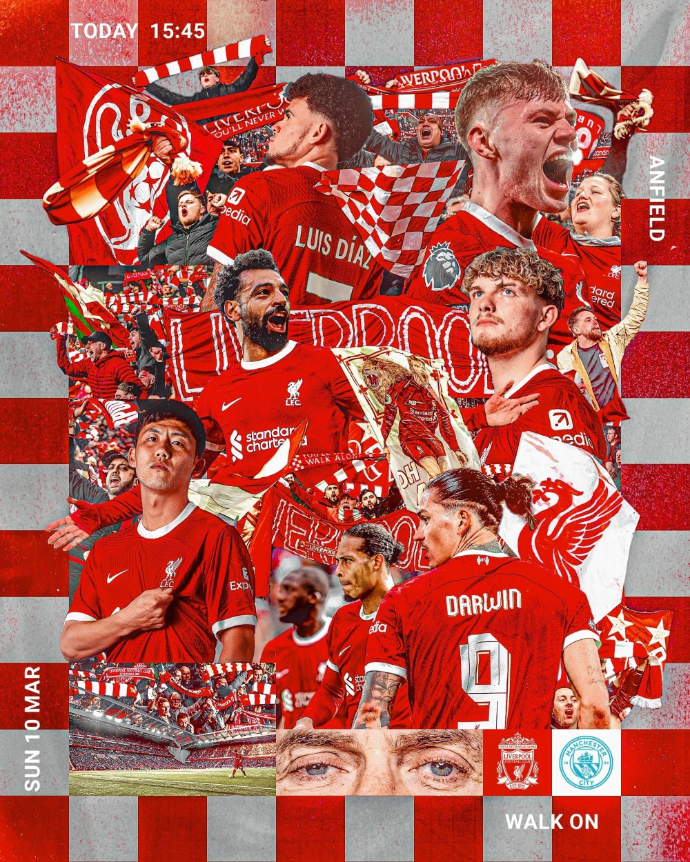 决战天王山利物浦发布主战曼城海报萨拉赫领衔出镜