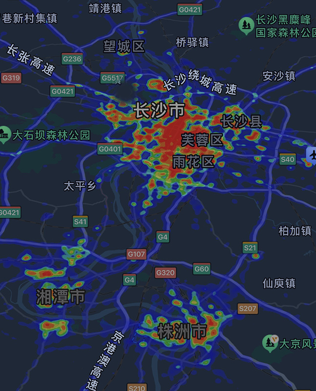 长沙市民游客都去哪里了?热力图告诉你