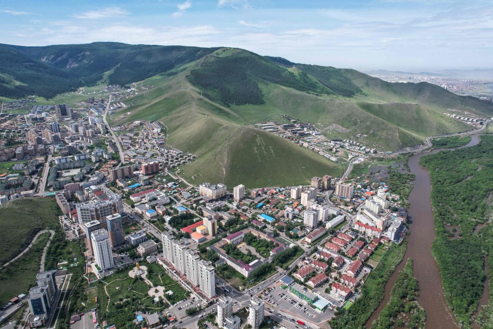 俯瞰蒙古国首都乌兰巴托