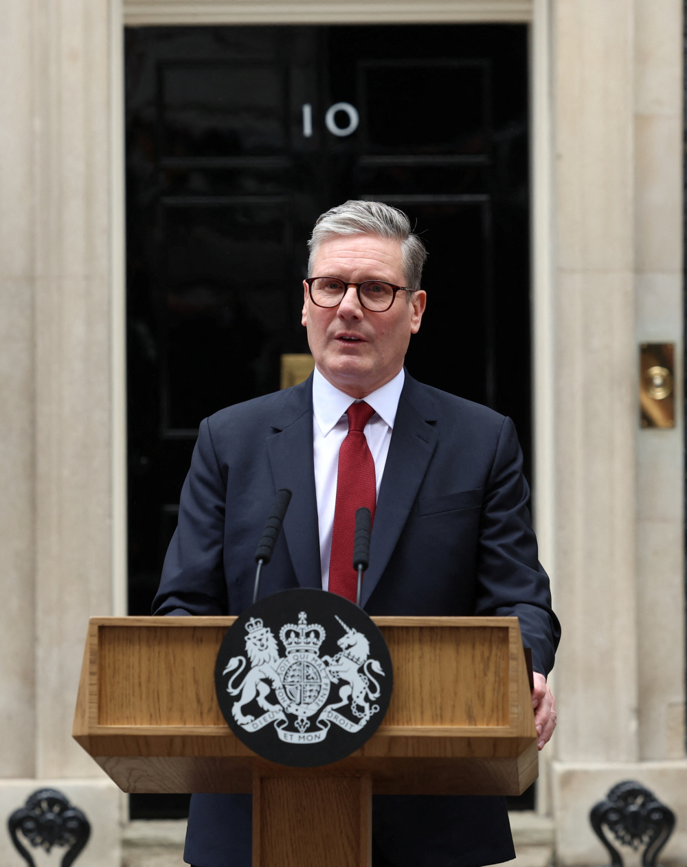 7月5日,基尔·斯塔默在英国伦敦唐宁街10号发表讲话.新华社/路透