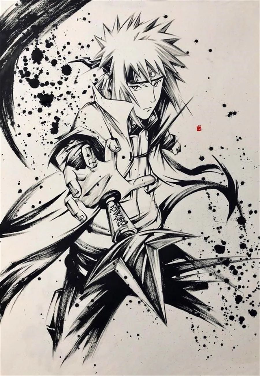 火影:当忍者们遇上中国风水墨画风,带土鼬很帅,雏田小南美如画_腾讯