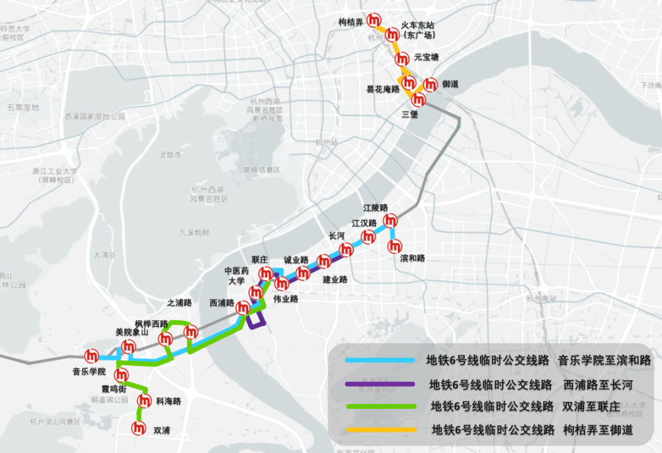 杭州六号地铁站线路图图片