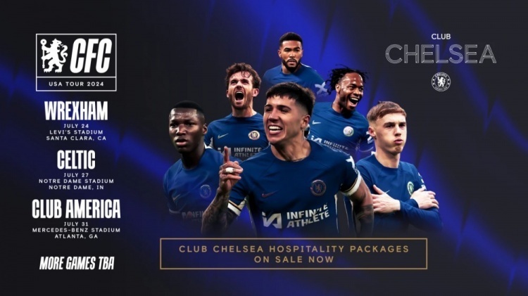 直播吧3月19日讯  切尔西官网消息,球队2024年美国巡回赛增加了第三场