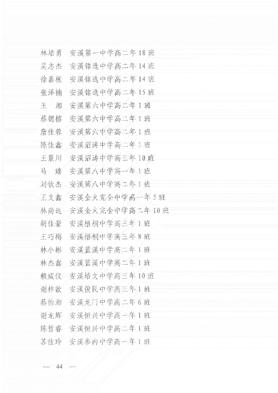 恭喜安溪这些同学和班级