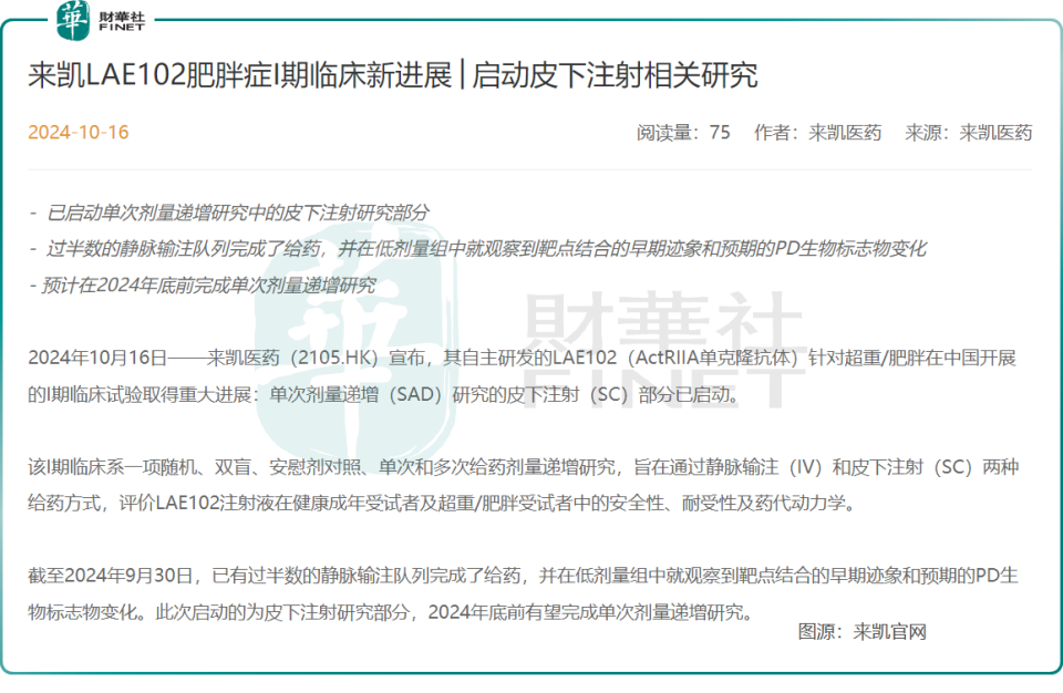 减肥药“黑马”来袭，来凯医药大涨逾16%！_腾讯新闻