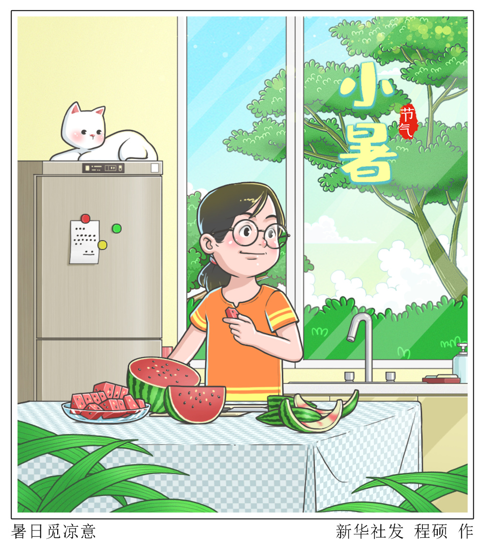 图表漫画二十四节气小暑暑日觅凉意