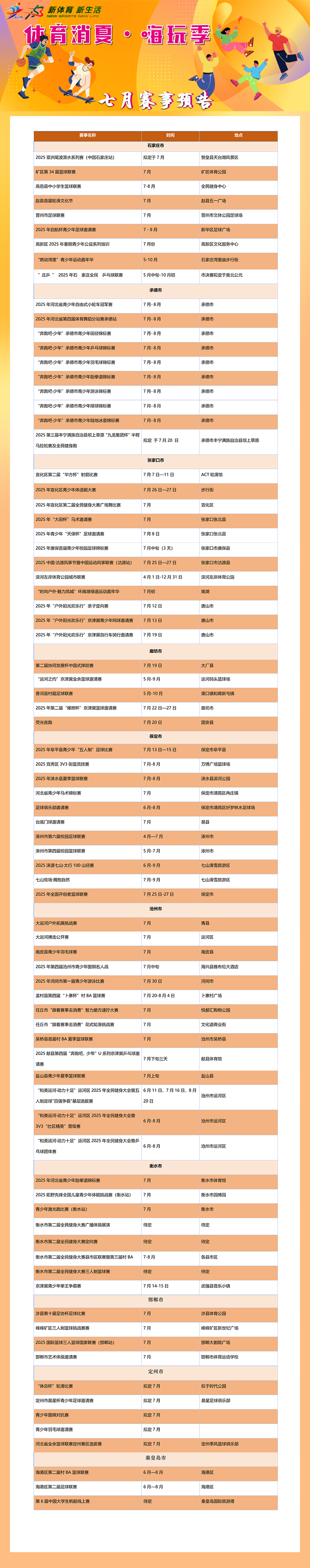 体育消费季 - 嗨玩七月，热力不减！快收下这份赛事预告