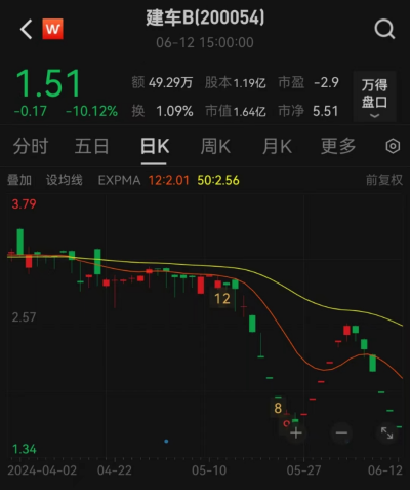 建车b"自救"失败,股价年内跌超52%,锁定首只"市值退市"股票