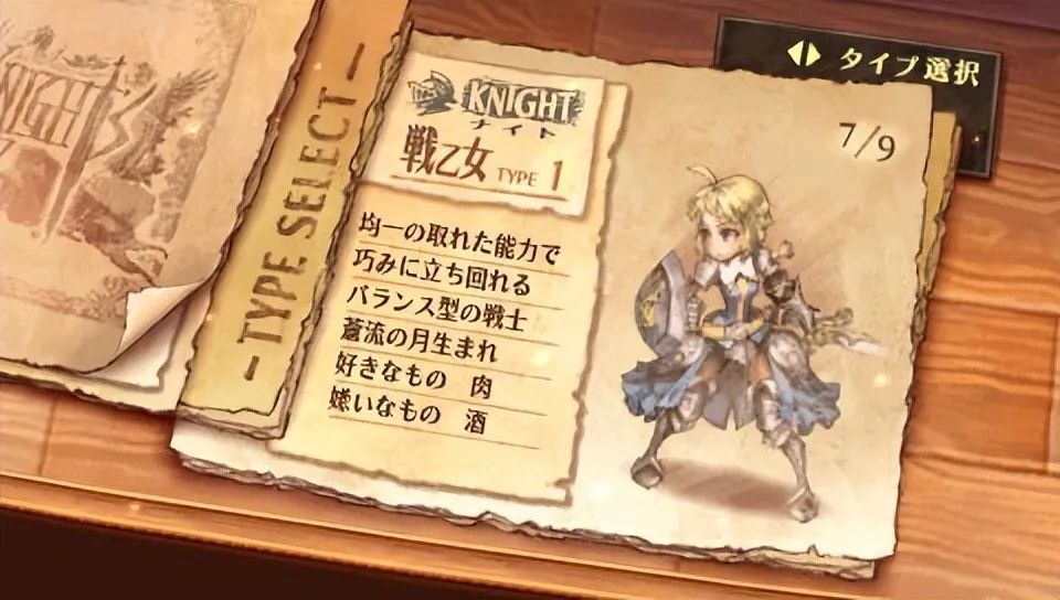 《大骑士物语》的职业分成了三大类,每个大类又细分出三种,共有9种