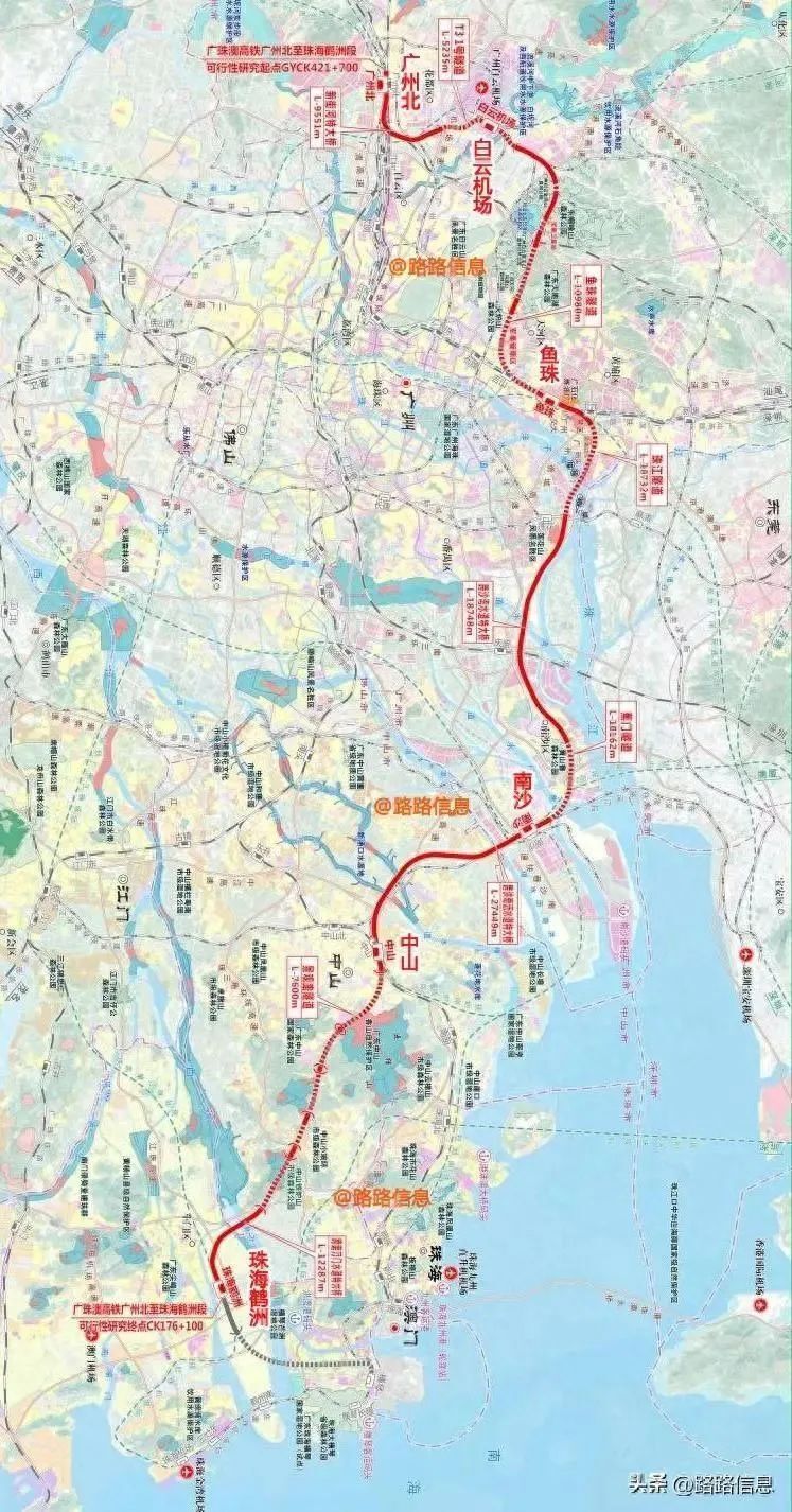 广珠澳高铁可研走向示意图(资料图片,以官方最新发布为准)02广河