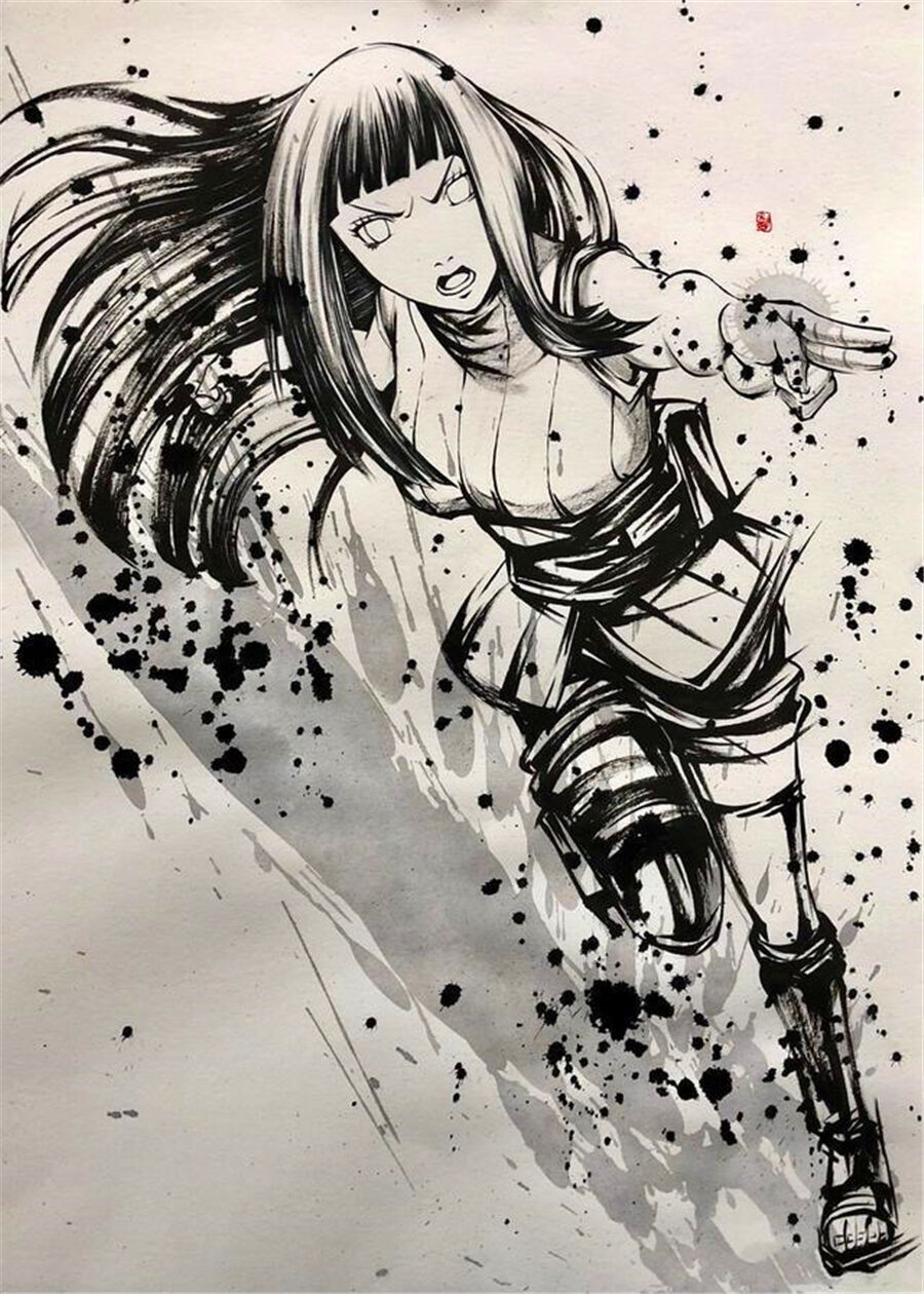 火影:当忍者们遇上中国风水墨画风,带土鼬很帅,雏田小南美如画_腾讯